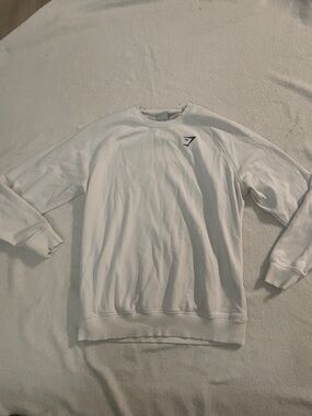 Gymshark White Men's Crewneck Sweatshirt with Small Logo